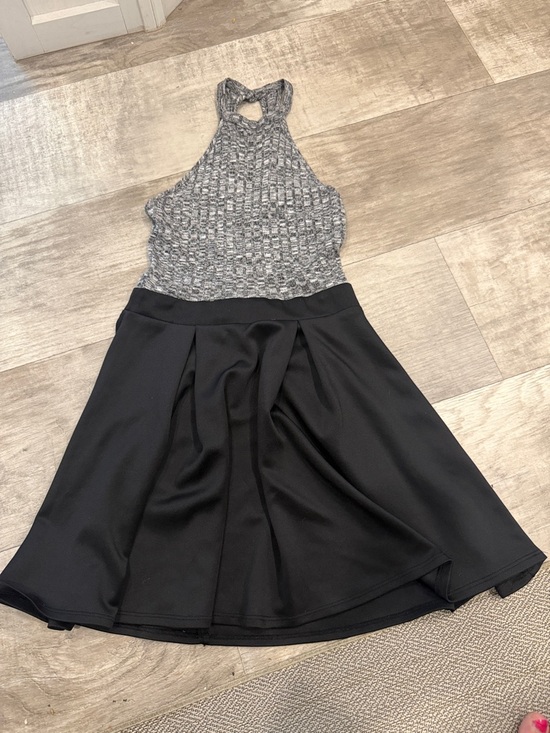B Darlin Dresses & Skirts - Womens Black Flared Skirt with Gray Knit Waist